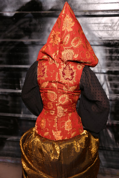 Hooded Vixen Corset In Cinnamon Scone Floral - “13 Days of Halloween 2024” Day 12