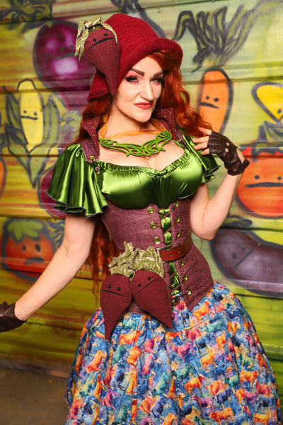 39. Vixen Underbust Corset in Beetroot Distressed Suede - The Hoedown Throwdown Collection