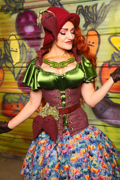 39. Vixen Underbust Corset in Beetroot Distressed Suede - The Hoedown Throwdown Collection