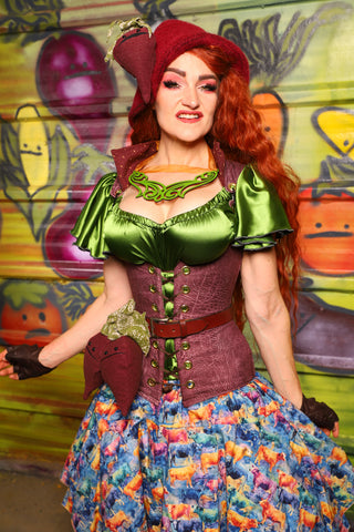 39. Vixen Underbust Corset in Beetroot Distressed Suede - The Hoedown Throwdown Collection