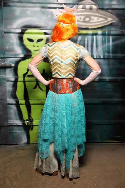 Fairy Skirt in Light Turquoise Stretch Lace - The Gilded Galaxy Collection