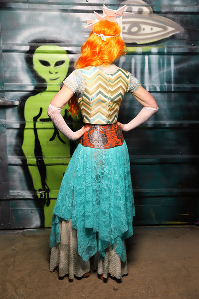 Fairy Skirt in Light Turquoise Stretch Lace - The Gilded Galaxy Collection