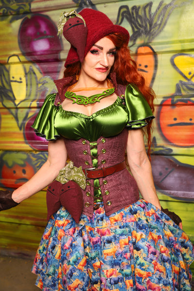 39. Vixen Underbust Corset in Beetroot Distressed Suede - The Hoedown Throwdown Collection