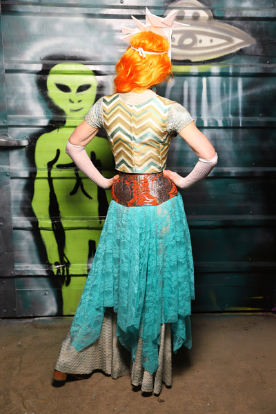 Fairy Skirt in Light Turquoise Stretch Lace - The Gilded Galaxy Collection