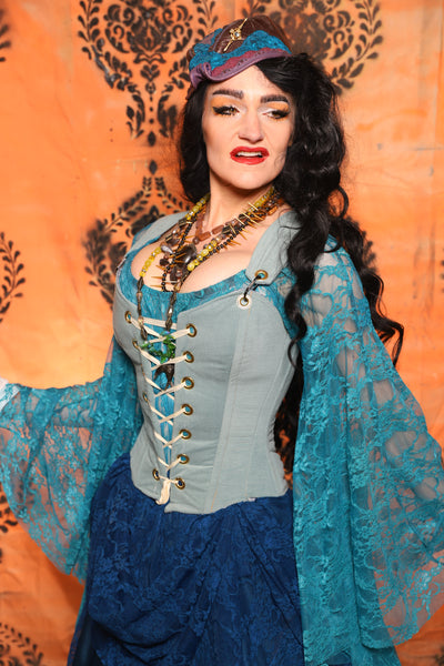 Petite Courtier Corset in Blue Slate - Day 13 of 13 Days of Halloween 2025