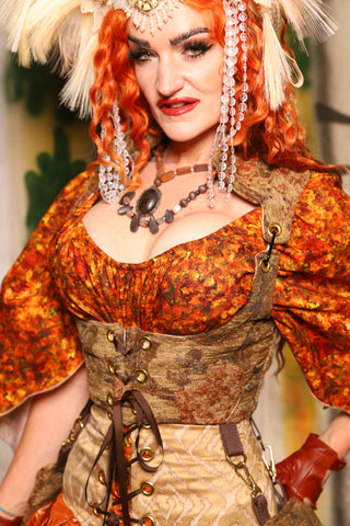 Cropped Vixen Corset in Antiquity Floral - Harvest & Hayrides Collection