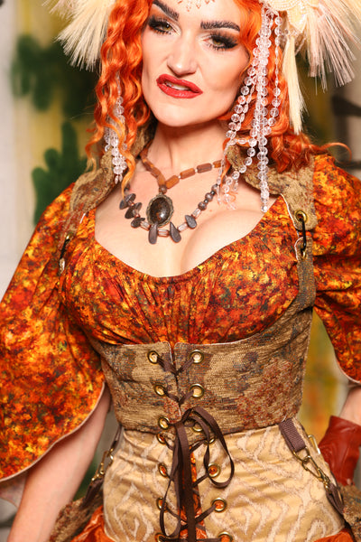 Cropped Vixen Corset in Antiquity Floral - Harvest & Hayrides Collection