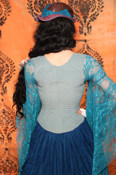 Petite Courtier Corset in Blue Slate - Day 13 of 13 Days of Halloween 2025