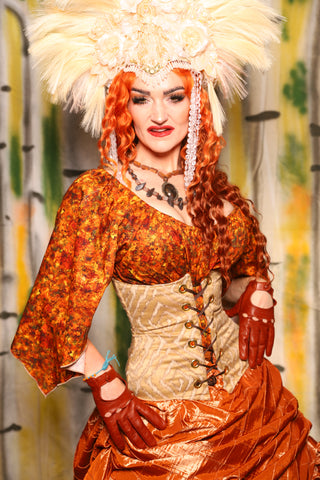 Petite Wench Corset in Golden Striata - Harvest & Hayrides Collection