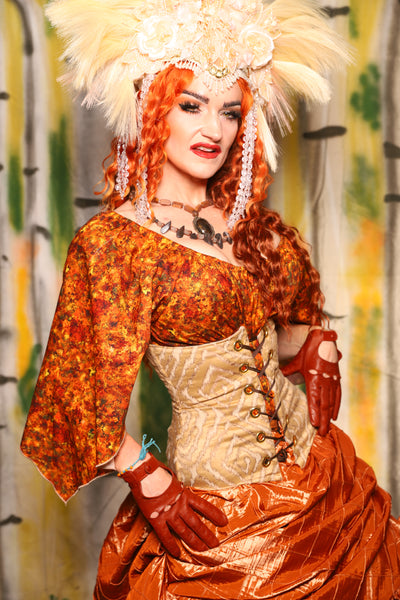 Petite Wench Corset in Golden Striata - Harvest & Hayrides Collection