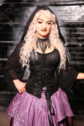 Hooded Vixen Corset In Black Grand Medallion - “13 Days of Halloween 2024” Day 12