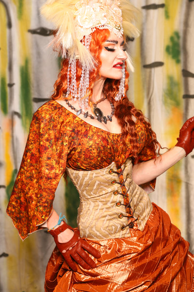 Petite Wench Corset in Golden Striata - Harvest & Hayrides Collection
