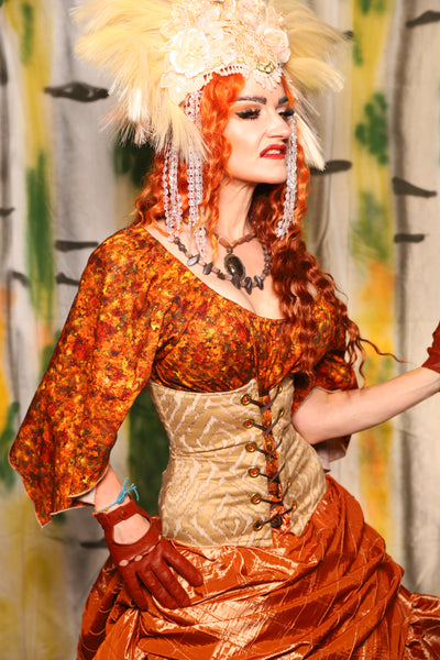 Petite Wench Corset in Golden Striata - Harvest & Hayrides Collection