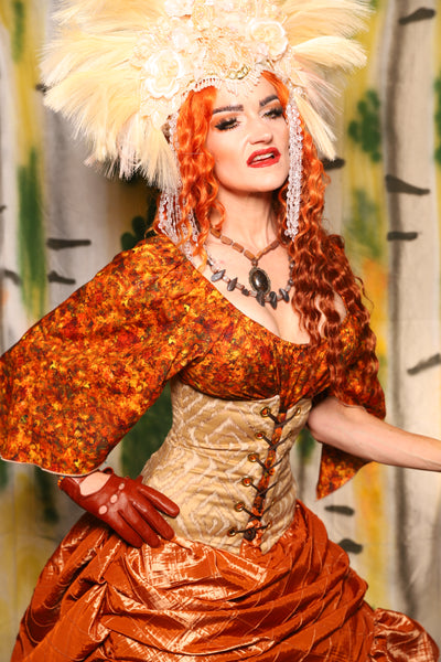 Petite Wench Corset in Golden Striata - Harvest & Hayrides Collection