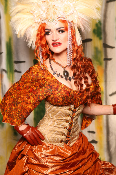Petite Wench Corset in Golden Striata - Harvest & Hayrides Collection