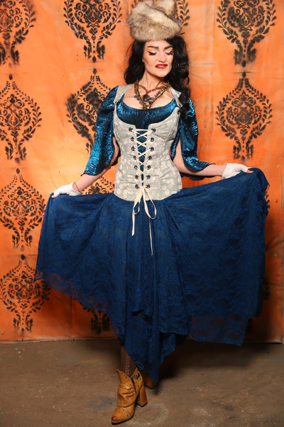 2-Layer Fairy Skirt in Liberty Blue Satin w/Liberty Blue Lace Overlay - Day 13 of 13 Days of Halloween 2025