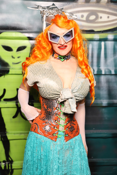 Petite Wench Underbust Corset in Goldfish Medallion - The Gilded Galaxy Collection