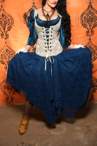 2-Layer Fairy Skirt in Liberty Blue Satin w/Liberty Blue Lace Overlay - Day 13 of 13 Days of Halloween 2025