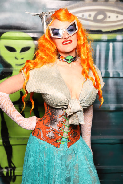 Petite Wench Underbust Corset in Goldfish Medallion - The Gilded Galaxy Collection