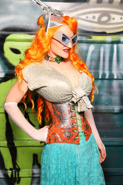 Petite Wench Underbust Corset in Goldfish Medallion - The Gilded Galaxy Collection