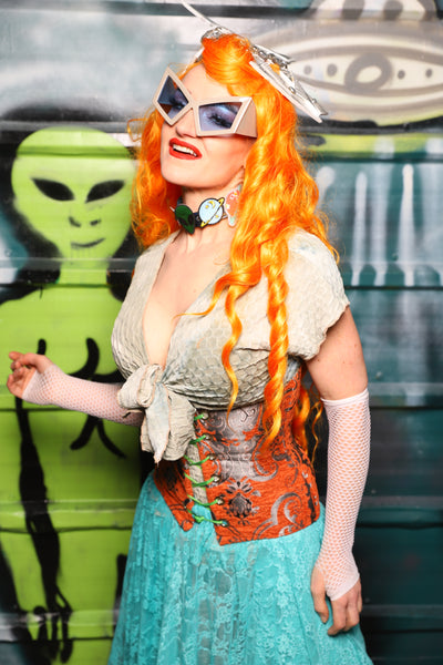 Petite Wench Underbust Corset in Goldfish Medallion - The Gilded Galaxy Collection