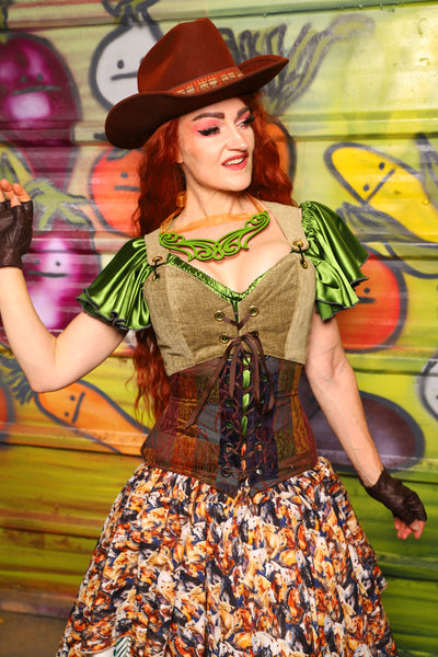 06. Cropped Courtier in Botanical Thread Green *PLEASE order by BUST Measurement, NOT waist!* - The Hoedown Throwdown Collection