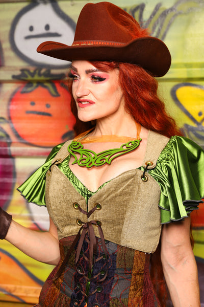 06. Cropped Courtier in Botanical Thread Green *PLEASE order by BUST Measurement, NOT waist!* - The Hoedown Throwdown Collection