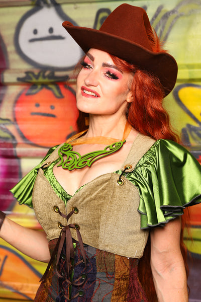 06. Cropped Courtier in Botanical Thread Green *PLEASE order by BUST Measurement, NOT waist!* - The Hoedown Throwdown Collection