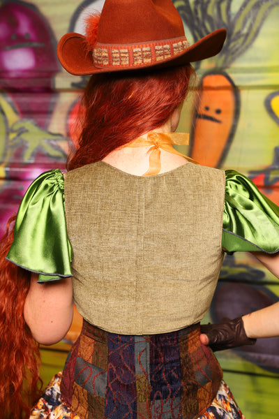 06. Cropped Courtier in Botanical Thread Green *PLEASE order by BUST Measurement, NOT waist!* - The Hoedown Throwdown Collection