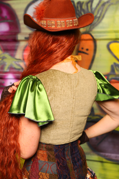 06. Cropped Courtier in Botanical Thread Green *PLEASE order by BUST Measurement, NOT waist!* - The Hoedown Throwdown Collection