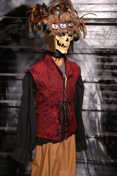 Men's Flynn Vest in Currant Red Floral - "13 Days of Halloween 2024" Day 13