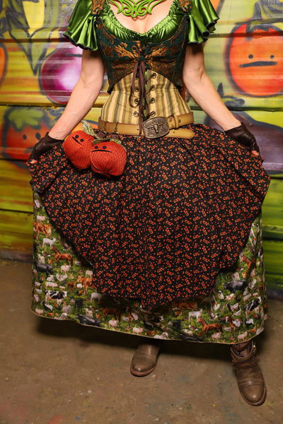 18. Mini Crescent Skirt in Ditsy Tomato Vines - The Hoedown Throwdown Collection