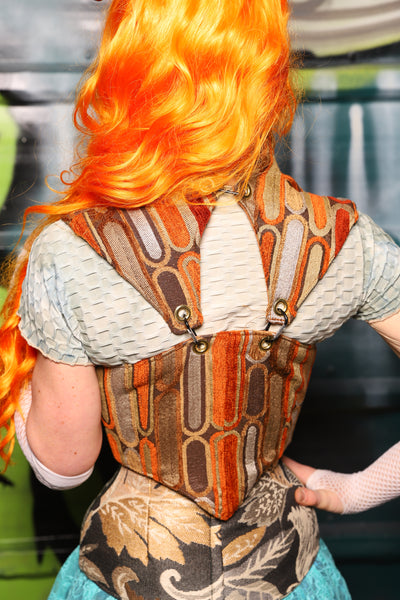 Cropped Fae Corset w/ Sorceress Straps in Meteor Lounge - The Gilded Galaxy Collection