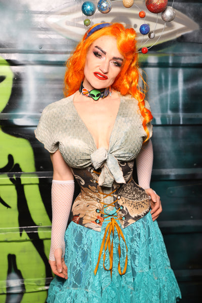 Petite Wench Underbust Corset in Gilded Foliage - The Gilded Galaxy Collection