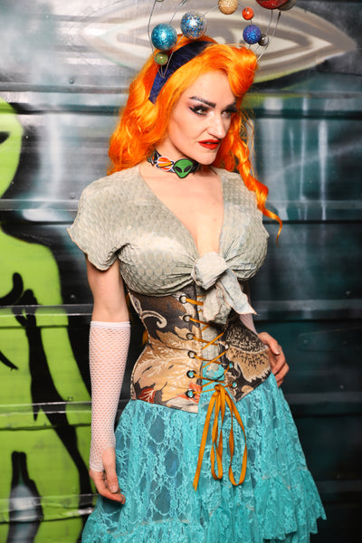 Petite Wench Underbust Corset in Gilded Foliage - The Gilded Galaxy Collection