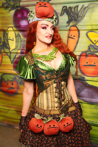 07. Cropped Marie Overbust corset in Emerald & Gold Grand Medallion - The Hoedown Throwdown Collection