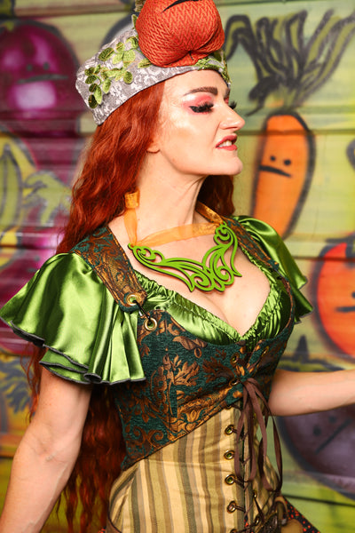 07. Cropped Marie Overbust corset in Emerald & Gold Grand Medallion - The Hoedown Throwdown Collection