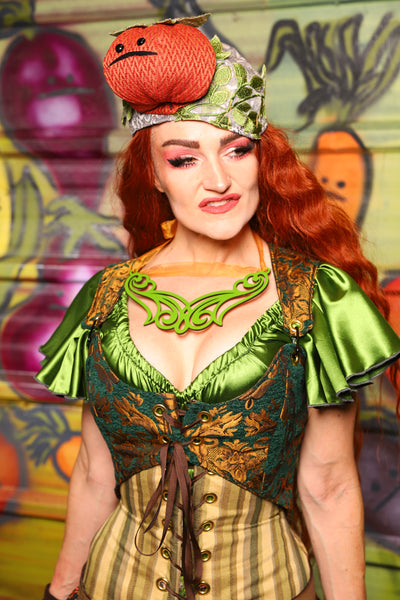 07. Cropped Marie Overbust corset in Emerald & Gold Grand Medallion - The Hoedown Throwdown Collection