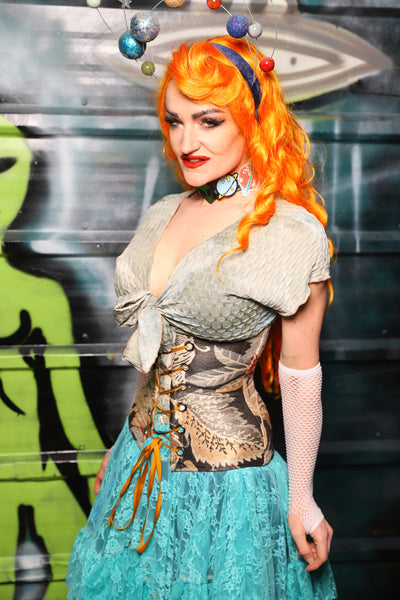 Petite Wench Underbust Corset in Gilded Foliage - The Gilded Galaxy Collection