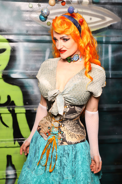 Petite Wench Underbust Corset in Gilded Foliage - The Gilded Galaxy Collection