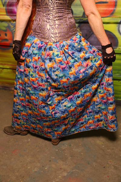 34. Tulip Skirt in Psychedelic Cows - The Hoedown Throwdown Collection