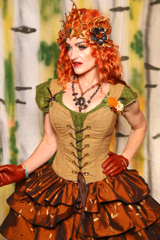 Petite Courtier Corset in Whole Wheat Upholstery - Harvest & Hayrides Collection