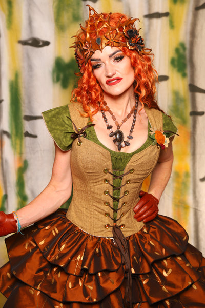 Petite Courtier Corset in Whole Wheat Upholstery - Harvest & Hayrides Collection