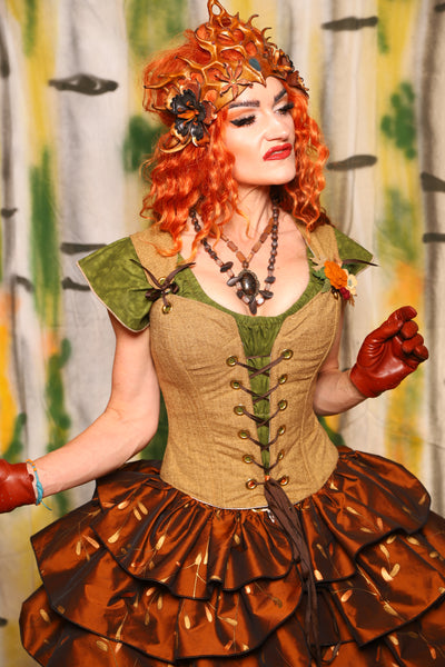 Petite Courtier Corset in Whole Wheat Upholstery - Harvest & Hayrides Collection