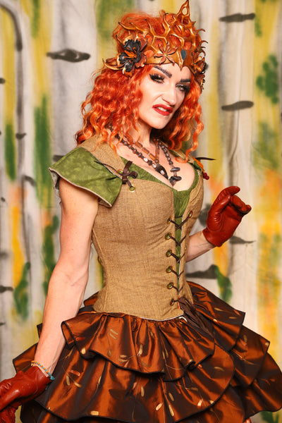 Petite Courtier Corset in Whole Wheat Upholstery - Harvest & Hayrides Collection
