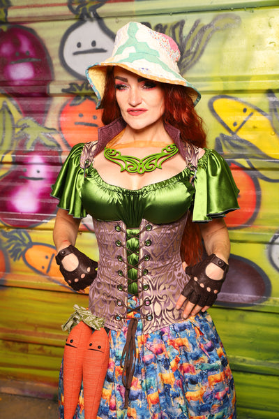 40. Vixen Underbust Corset in Lavender Damask - The Hoedown Throwdown Collection