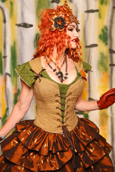 Petite Courtier Corset in Whole Wheat Upholstery - Harvest & Hayrides Collection