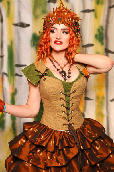 Petite Courtier Corset in Whole Wheat Upholstery - Harvest & Hayrides Collection
