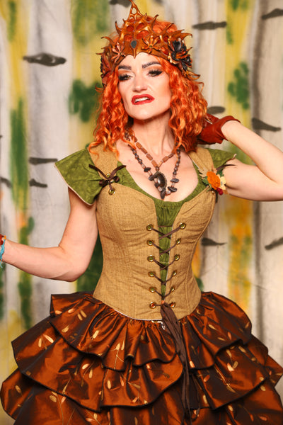 Petite Courtier Corset in Whole Wheat Upholstery - Harvest & Hayrides Collection