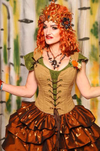 Petite Courtier Corset in Whole Wheat Upholstery - Harvest & Hayrides Collection